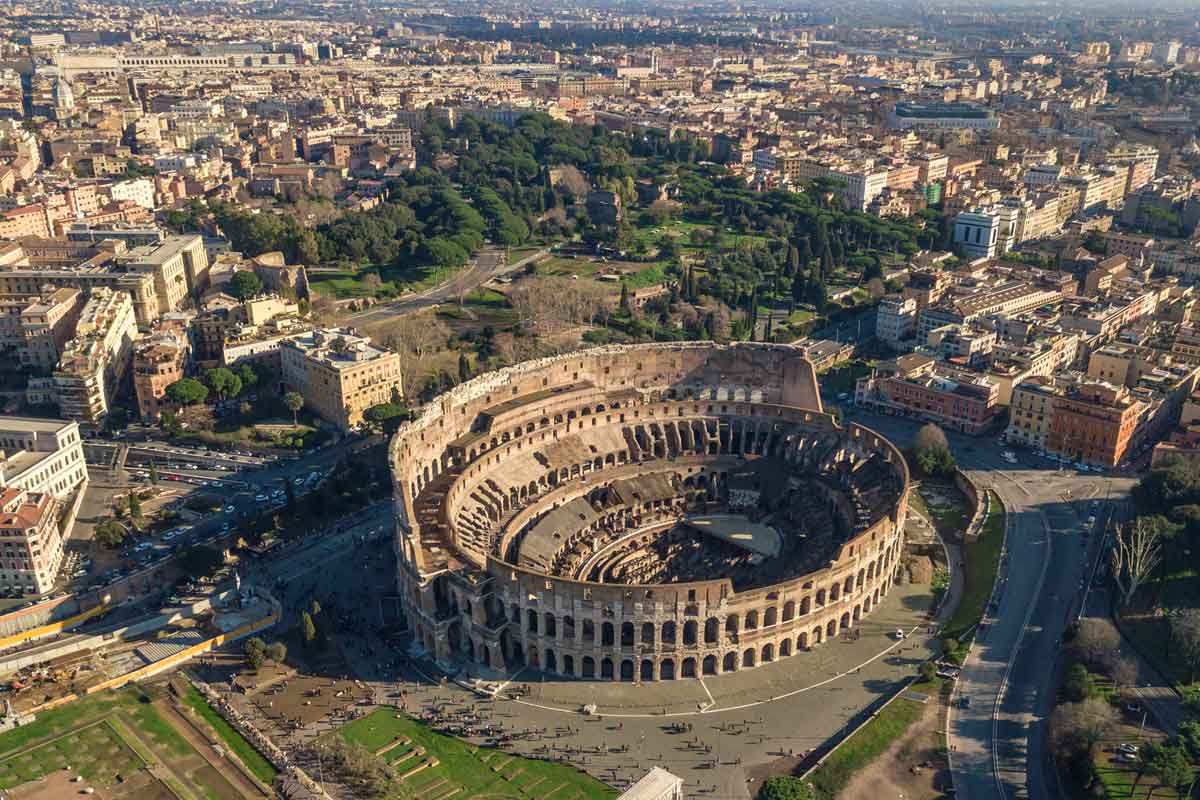 roman colosseum as seen from the air